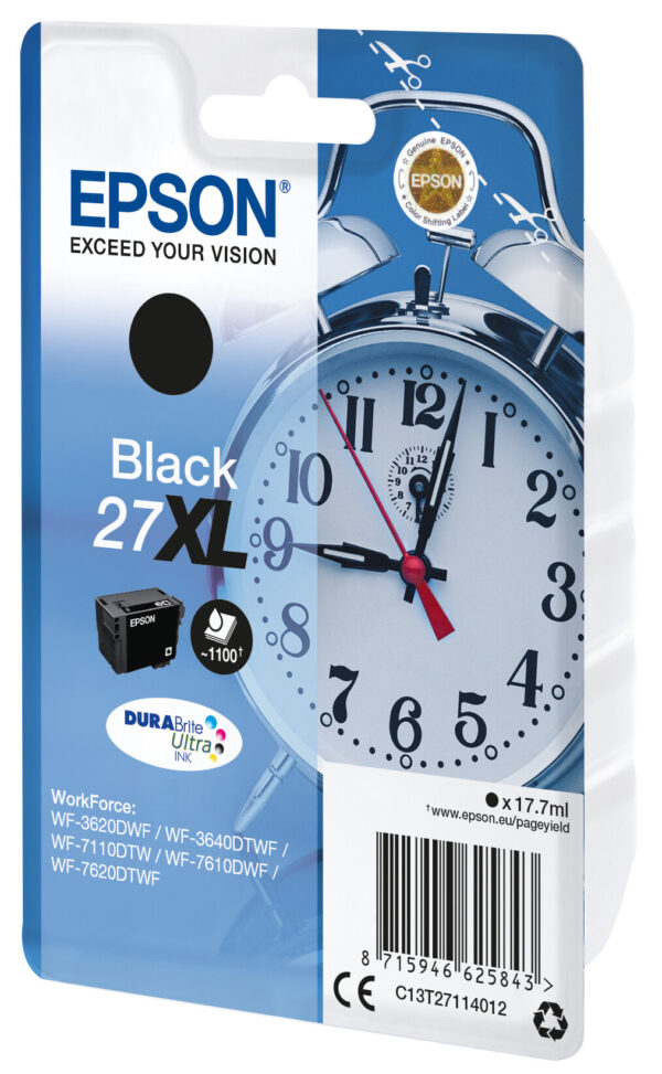 Epson Alarm clock Singlepack Black 27XL DURABrite Ultra Ink - Afbeelding 2