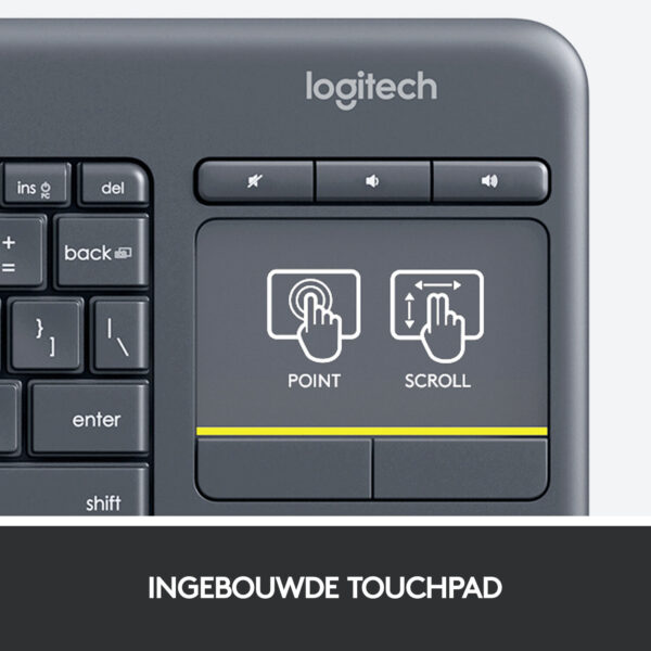 Logitech K400 Plus Tv toetsenbord Universeel RF Draadloos QWERTY US International Zwart - Afbeelding 4