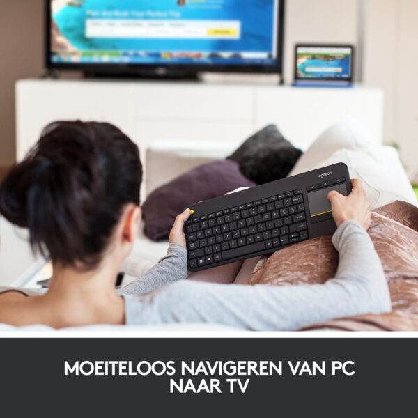 Logitech K400 Plus Tv toetsenbord Universeel RF Draadloos QWERTY US International Zwart - Afbeelding 2