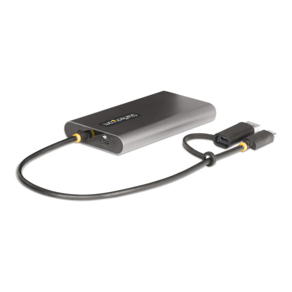 StarTech.com USB-C naar Dual-HDMI Adapter, USB-C of A naar 2x HDMI, 4K 60Hz, 100W Power Delivery Pass-Through, 30cm Ingebouwde K - Afbeelding 2