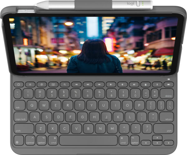 Logitech Slim Folio QWERTY Brits Engels Bluetooth Grijs - Afbeelding 2