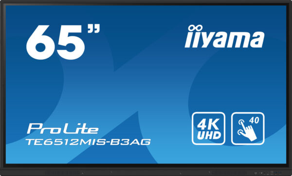 iiyama TE6512MIS-B3AG beeldkrant Kiosk-ontwerp 165,1 cm (65") LCD Wifi 400 cd/m² 4K Ultra HD Zwart Touchscreen Type processor An