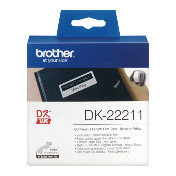 Brother DK-22211 labelprinter-tape Zwart op wit - Afbeelding 3