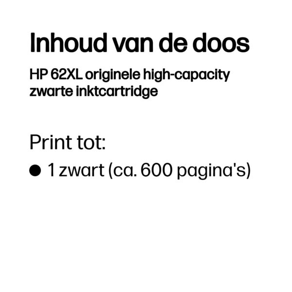 HP 62XL originele high-capacity zwarte inktcartridge - Afbeelding 8