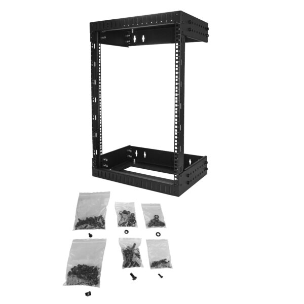 StarTech.com 2 Post 15U Heavy-Duty Wandmonteerbare Server Rack, 19" Open Frame Netwerk Rack met Verstelbare Diepte, Data Rack vo - Afbeelding 5