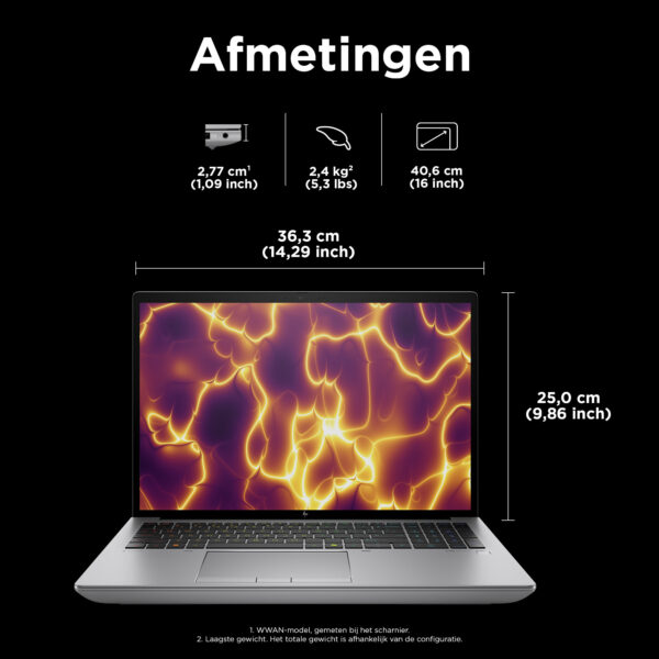 HP ZBook Fury 16 G11 Intel® Core™ i7 i7-14700HX Mobiel werkstation 40,6 cm (16") WUXGA 16 GB DDR5-SDRAM 512 GB SSD NVIDIA RTX 20 - Afbeelding 11