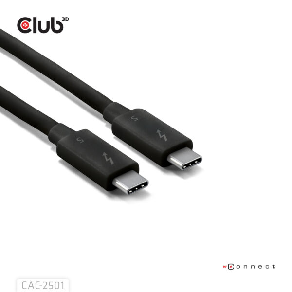 CLUB3D Thunderbolt™ 5 Gecertificeerd 8K240Hz 80/120 Gbps EPR 240 Watt Kabel M/M 1m - Afbeelding 6