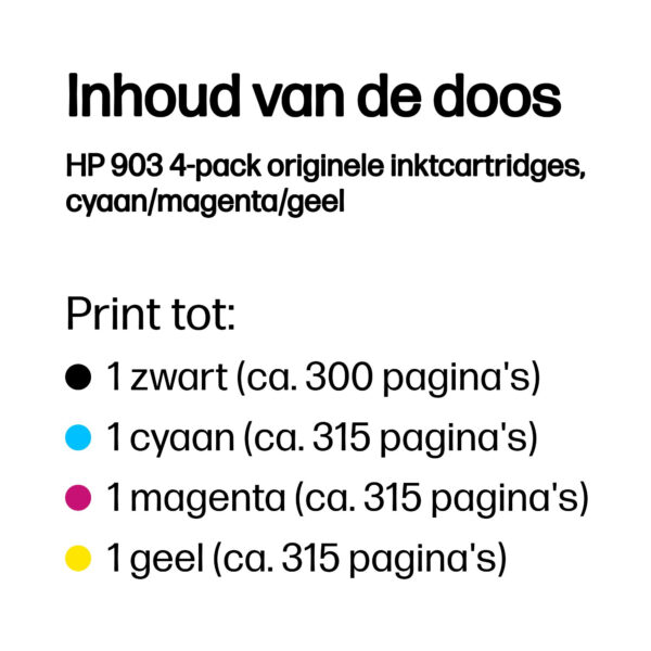 HP 903 4-pack originele inktcartridges, cyaan/magenta/geel - Afbeelding 8