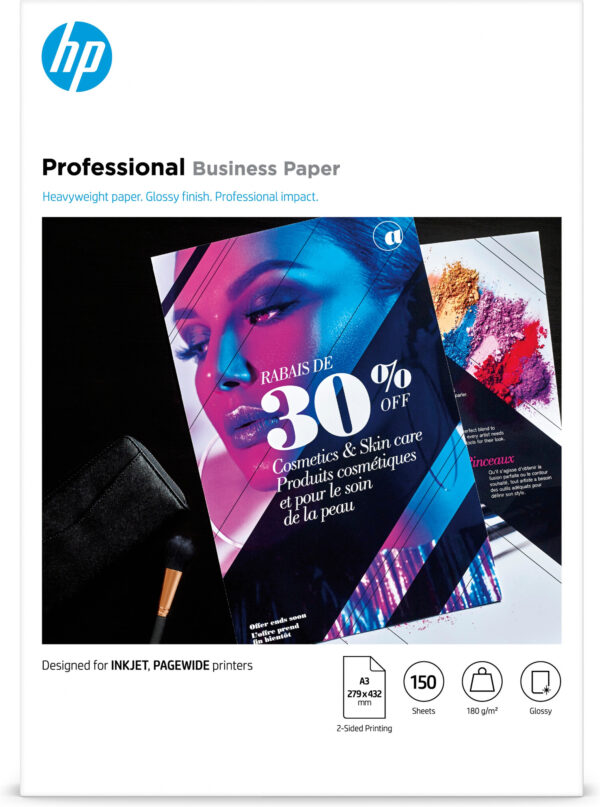 HP Professional Business Paper, glanzend, 180 g/m2, A3 (297 x 420 mm), 150 vellen