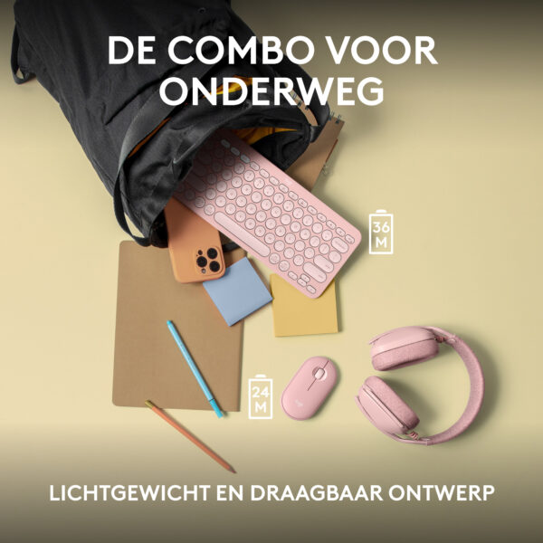 Logitech Pebble 2 Combo toetsenbord Inclusief muis Universeel RF-draadloos + Bluetooth QWERTY US International Roze - Afbeelding 9