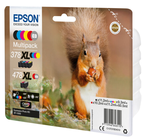 Epson Squirrel Multipack 6-colours 378XL / 478XL Claria Photo HD Ink - Afbeelding 3