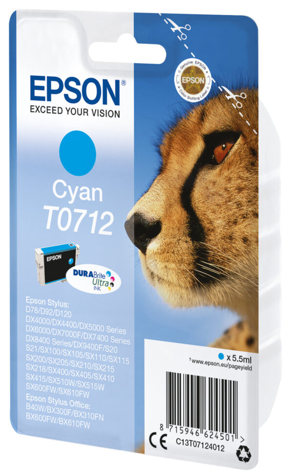 Epson Singlepack Cyan T0712 DURABrite Ultra Ink - Afbeelding 2