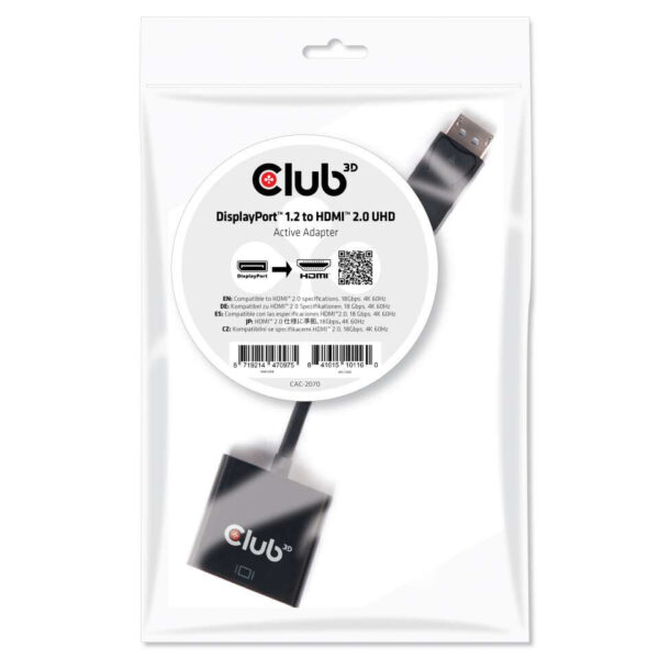 CLUB3D DisplayPort 1.2 to HDMI 2.0 UHD Active Adapter - Afbeelding 2