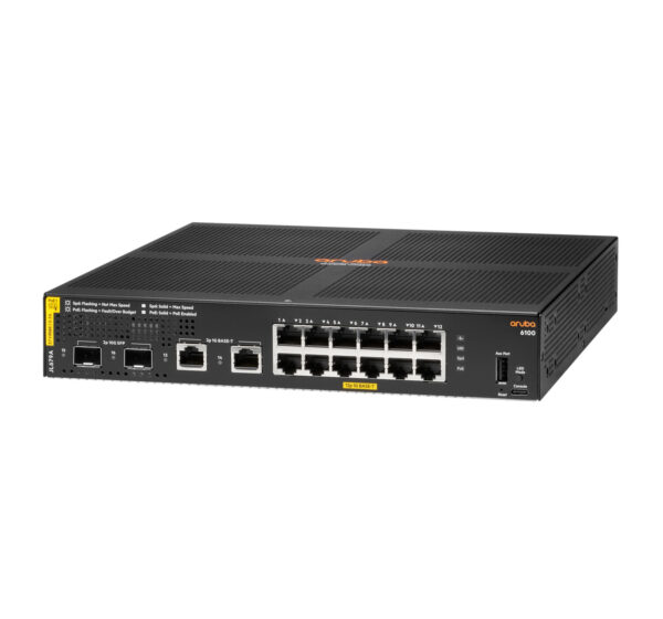 Hewlett Packard Enterprise Aruba 6100 12G Class4 PoE 2G/2SFP+ 139W Managed L3 Gigabit Ethernet (10/100/1000) Power over Ethernet - Afbeelding 2