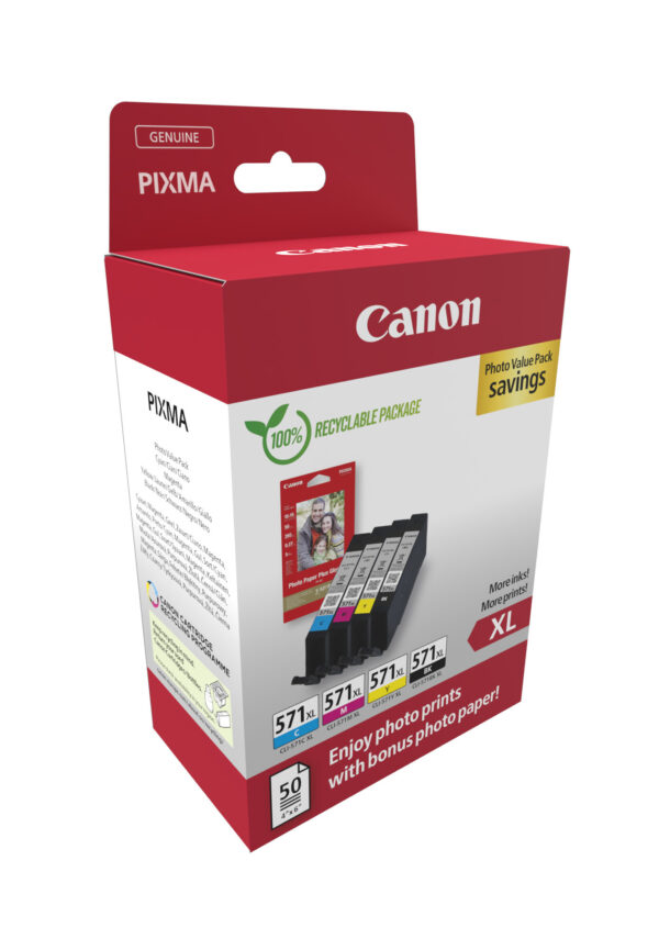 Canon 0332C006 inktcartridge 4 stuk(s) Origineel Hoog (XL) rendement Zwart, Cyaan, Magenta, Geel - Afbeelding 2