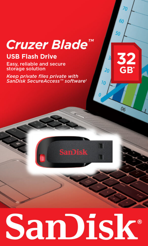 SanDisk Cruzer Blade USB flash drive 32 GB USB Type-A 2.0 Zwart, Rood - Afbeelding 3