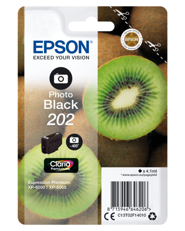 Epson Kiwi Singlepack Photo Black 202 Claria Premium Ink