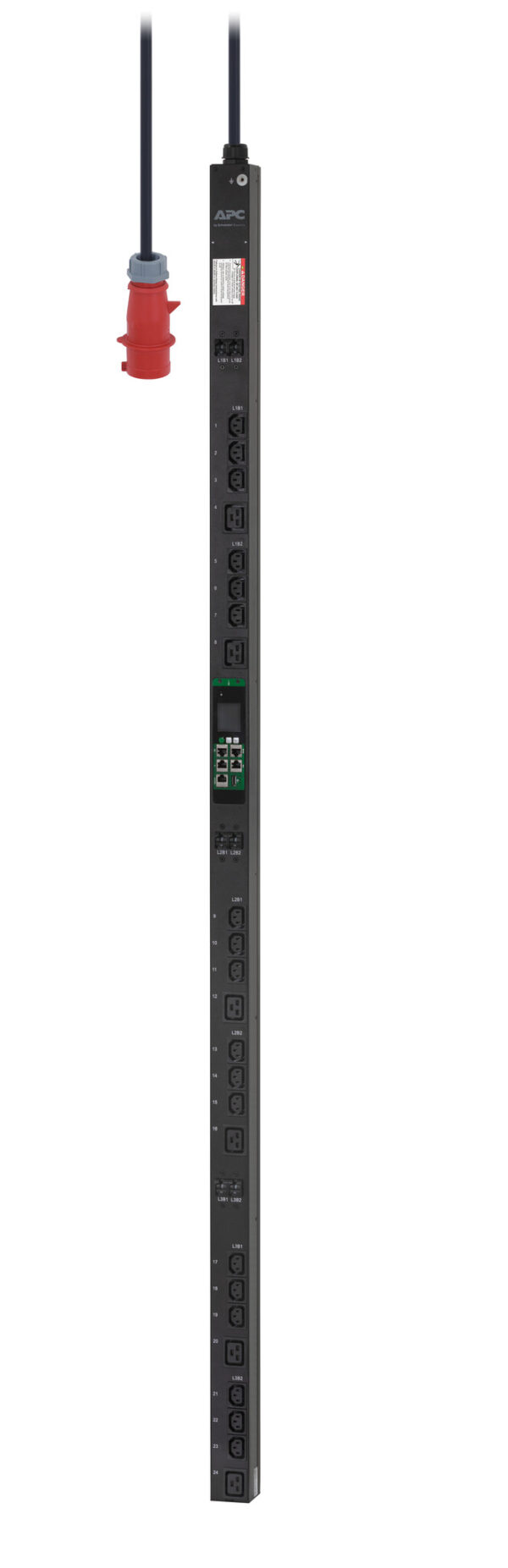 APC Easy PDU EPDU1232MBO, Metered-By-Outlet, 0U, 32A, 400V, (18x)C13 & (6x)C19, IEC60309 32A 3Fase stekker