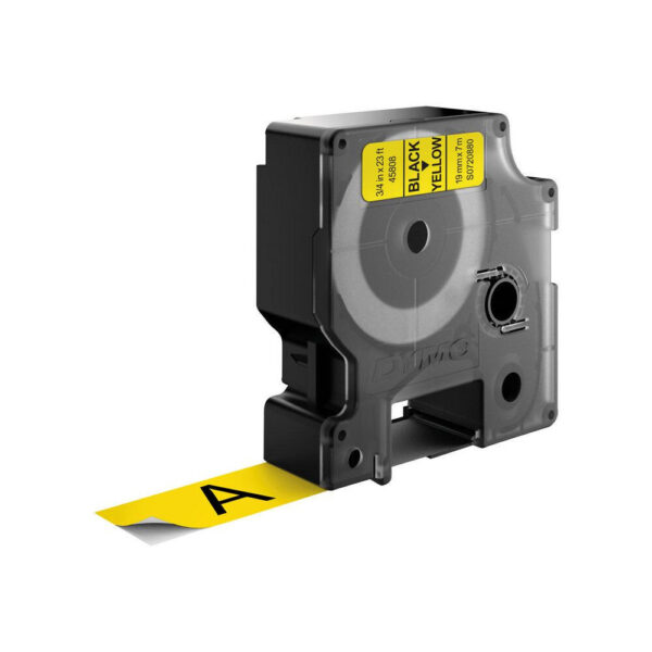 DYMO D1 -Standard Labels - Black on Yellow - 19mm x 7m