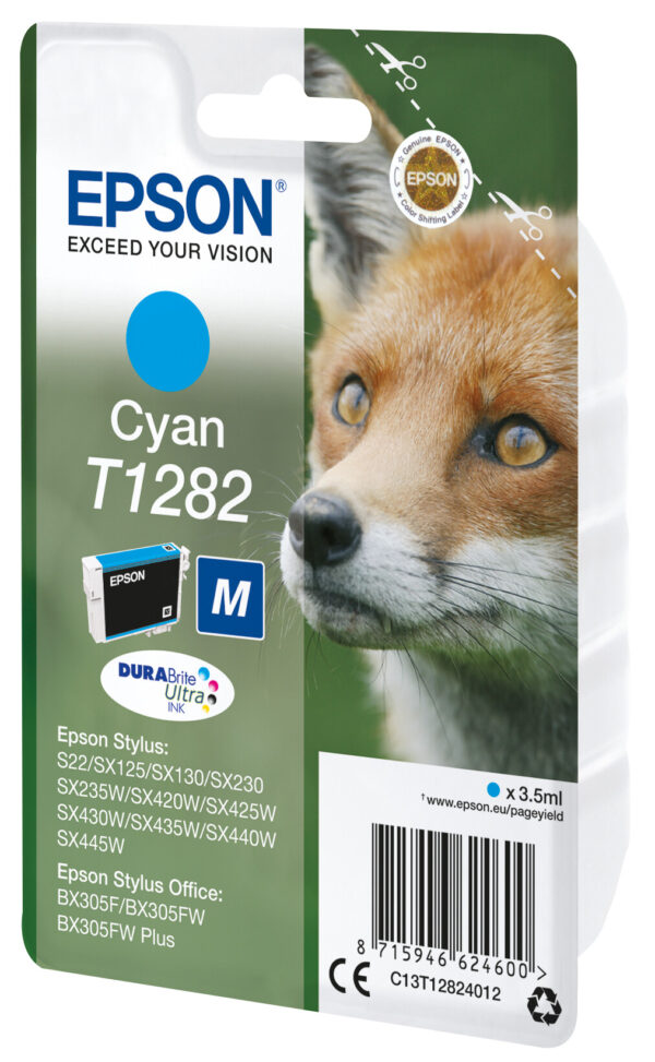 Epson Fox Singlepack Cyan T1282 DURABrite Ultra Ink - Afbeelding 2