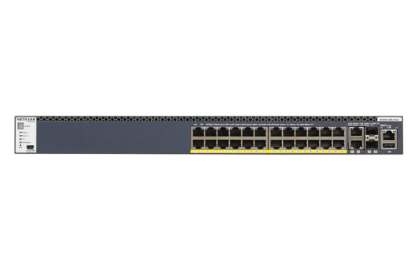 NETGEAR ProSAFE Managed Switch - GSM4328PA - Stackable platform met 24 PoE+ poorten + 2 x SFP+ en 2 x 10GBASE-T poorten (550W PS