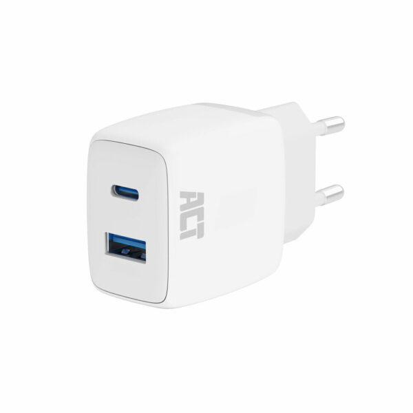 ACT USB-C & USB-A lader 20W met Power Delivery PPS, Quick Charge, GaNFast