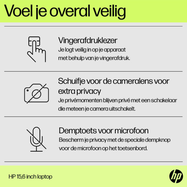 HP 15-fd0070nd Intel® Core™ i7 i7-1255U Laptop 39,6 cm (15.6") Full HD 16 GB DDR4-SDRAM 512 GB SSD Wi-Fi 6E (802.11ax) Windows 1 - Afbeelding 14