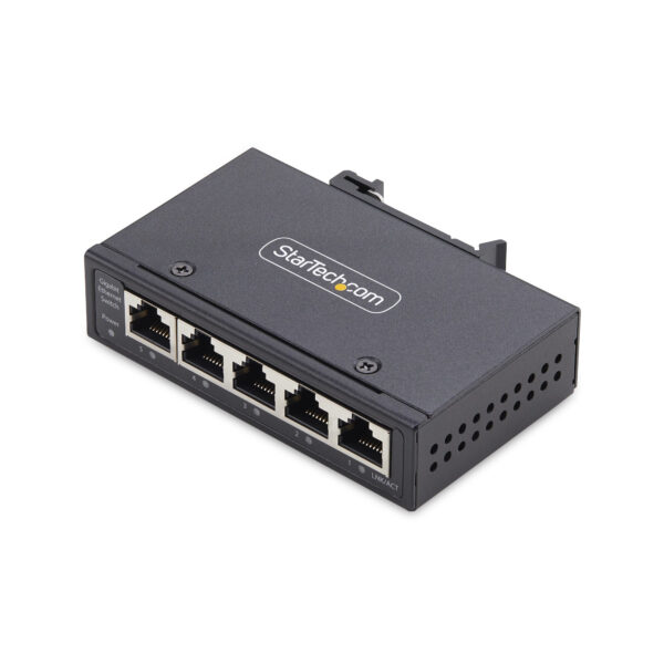 StarTech.com 5-Port Unmanaged Industriële Netwerk Switch, 10/100/1000Mbps Ethernet, DIN Rail/Wandmonteerbaar, Rugged IP30 Gigabi