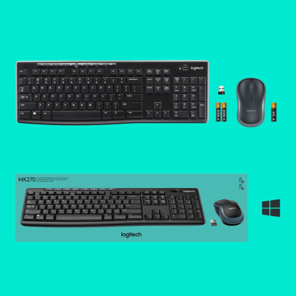 Logitech Wireless Combo MK270 toetsenbord Inclusief muis Thuis RF Draadloos QWERTY US International Zwart, Zilver - Afbeelding 4