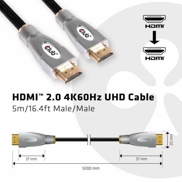 CLUB3D HDMI 2.0 4K60Hz UHD Cable 5m - Afbeelding 5