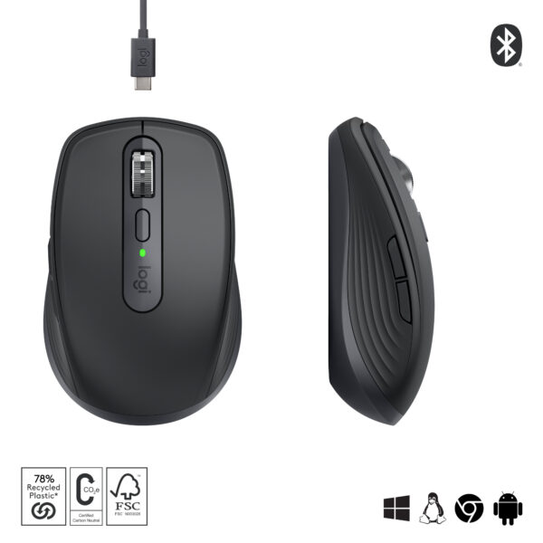 Logitech MX Anywhere 3S muis Kantoor Rechtshandig RF-draadloos + Bluetooth Laser 8000 DPI - Afbeelding 6