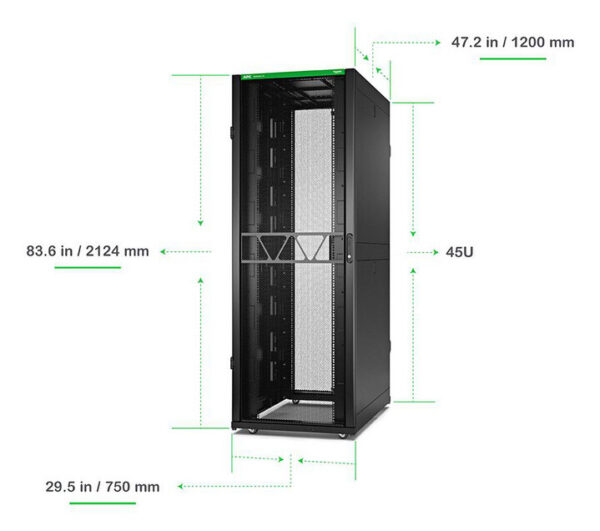 APC Netshelter SX Gen2 AR3355B2 - 45U, 2124h x 750b x 1200d mm, met zijpanelen, zwart - Afbeelding 6