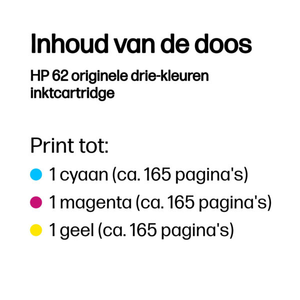 HP 62 originele drie-kleuren inktcartridge - Afbeelding 8