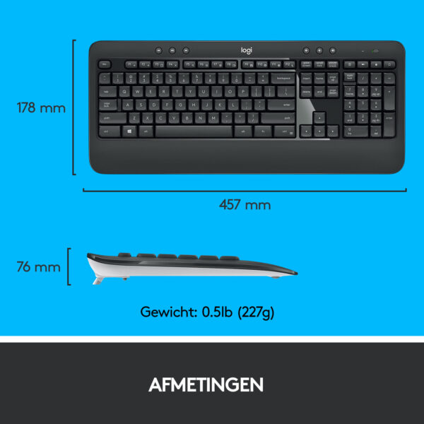 Logitech Advanced MK540 toetsenbord Inclusief muis Universeel USB QWERTY US International Zwart, Wit - Afbeelding 9