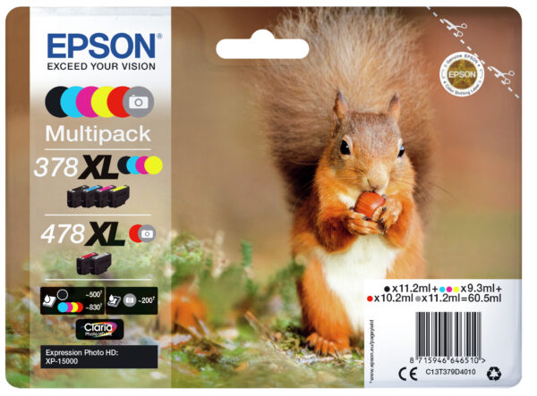 Epson Squirrel Multipack 6-colours 378XL / 478XL Claria Photo HD Ink - Afbeelding 2