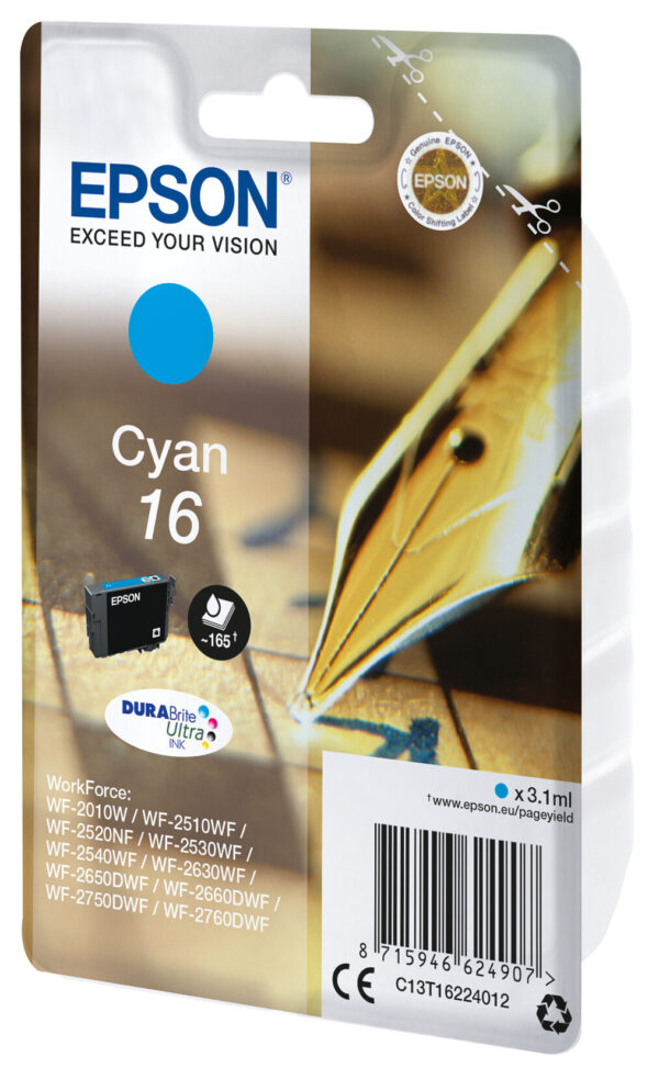 Epson Pen and crossword Singlepack Cyan 16 DURABrite Ultra Ink - Afbeelding 2