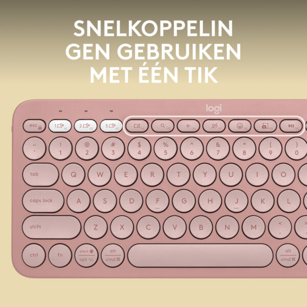 Logitech Pebble Keys 2 K380s toetsenbord Universeel RF-draadloos + Bluetooth QWERTY US International Roze - Afbeelding 4