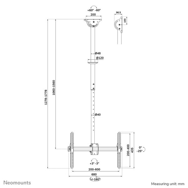 Neomounts TV plafondsteun - Afbeelding 18