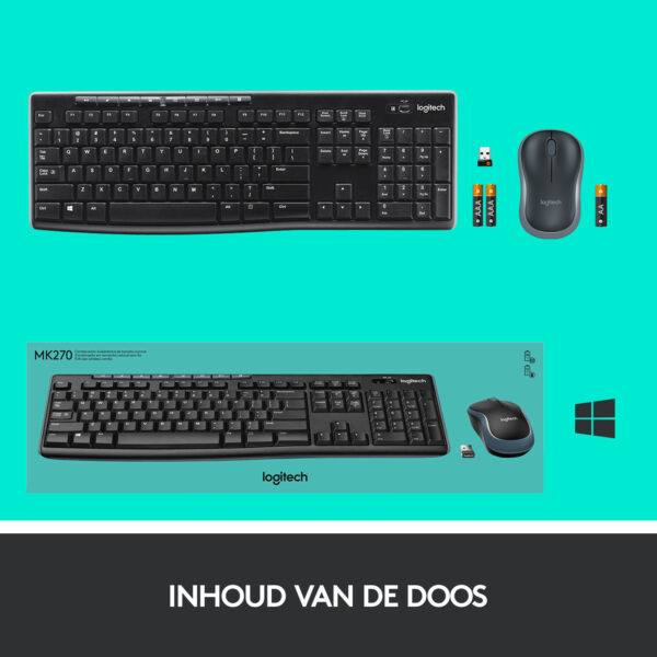 Logitech Wireless Combo MK270 toetsenbord Inclusief muis Thuis USB QWERTY Brits Engels Zwart - Afbeelding 13