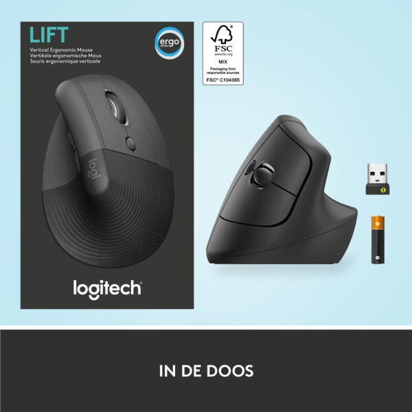 Logitech Lift muis Kantoor Rechtshandig RF-draadloos + Bluetooth Optisch 4000 DPI - Afbeelding 12