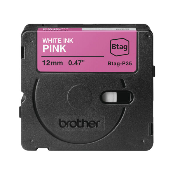 Brother BTAG-P35 labelprinter-tape Wit op roze - Afbeelding 2