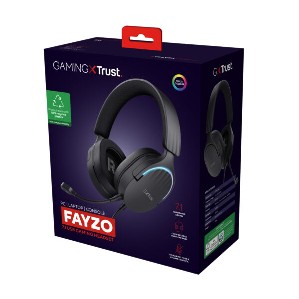 Trust GXT 490 FAYZO Headset Bedraad Hoofdband Gamen USB Type-A Zwart - Afbeelding 8