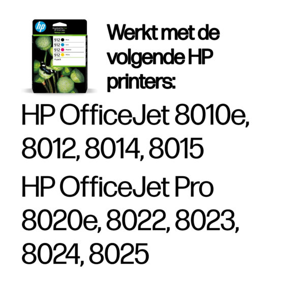 HP 912 4-pack originele inktcartridges, cyaan/magenta/geel - Afbeelding 7