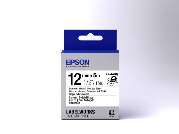 Epson Label Cartridge Iron on LK-4WBQ Black/White 12mm (5m) - Afbeelding 2