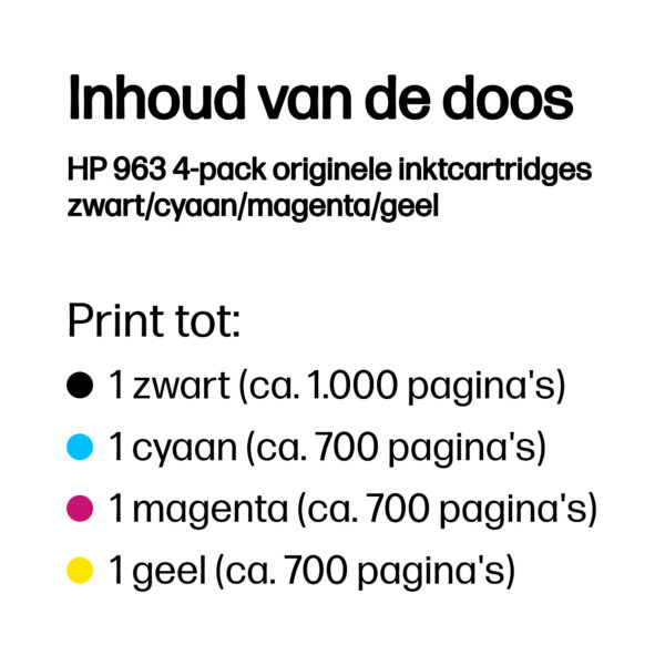 HP 963 4-pack originele inktcartridges zwart/cyaan/magenta/geel - Afbeelding 11