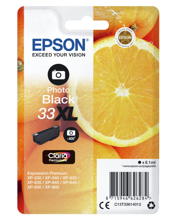 Epson Oranges Singlepack Photo Black 33XL Claria Premium Ink - Afbeelding 3