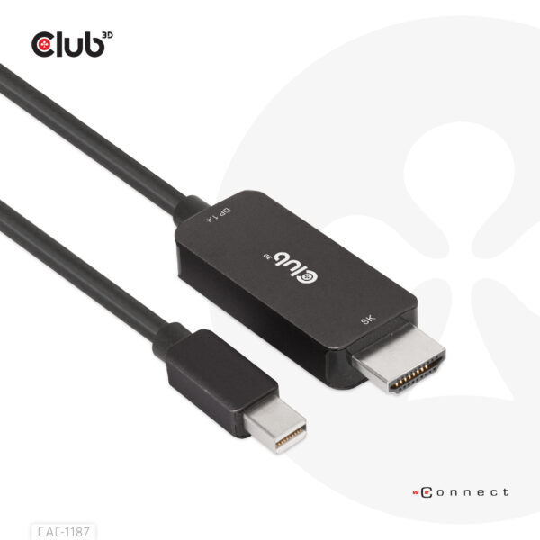 CLUB3D MiniDisplayPort kabel 1.4 naar HDMI met 4K120Hz/8K60Hz HDR10+ M/M 1.8m - Afbeelding 6