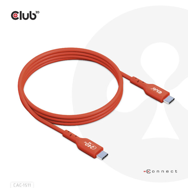 CLUB3D USB2 Type-C Bi-Directional USB-IF Certified Cable Data 480Mb, PD 240W(48V/5A) EPR M/M 1m / 3.23 ft