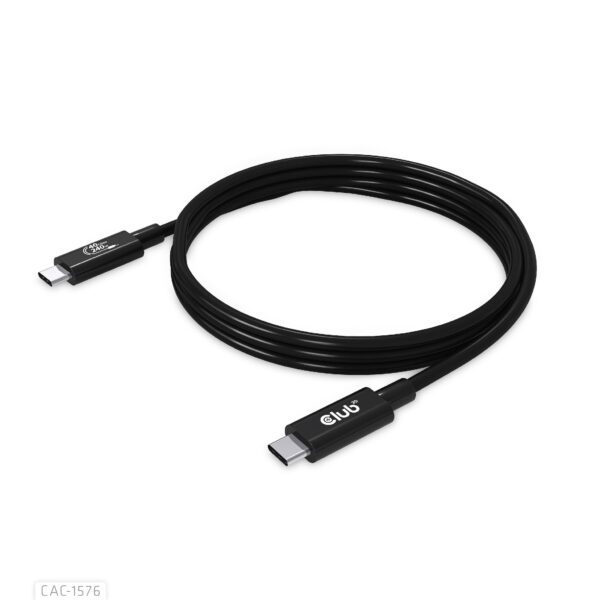 CLUB3D USB4 Gen3x2 Type-C Bi-Directional Cable 8K60Hz, Data 40Gbps, PD 240W(48V/5A) EPR M/M 1m USB IF GECERTIFICEERD - Afbeelding 4