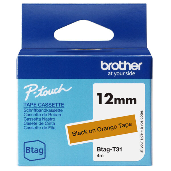 Brother BTAG-T31 labelprinter-tape Zwart op oranje